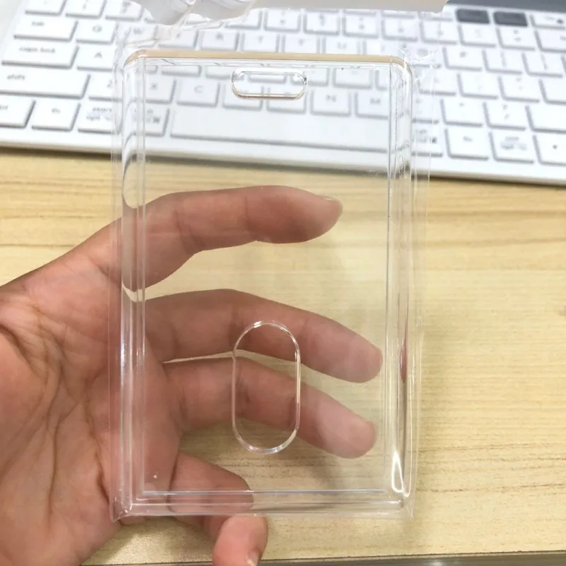 

Acrylic Chest ID Tag Dual-sided Transparent Working Permit Case Badge Holder Pass Work Card Cover Sleeve with Slide Card Window