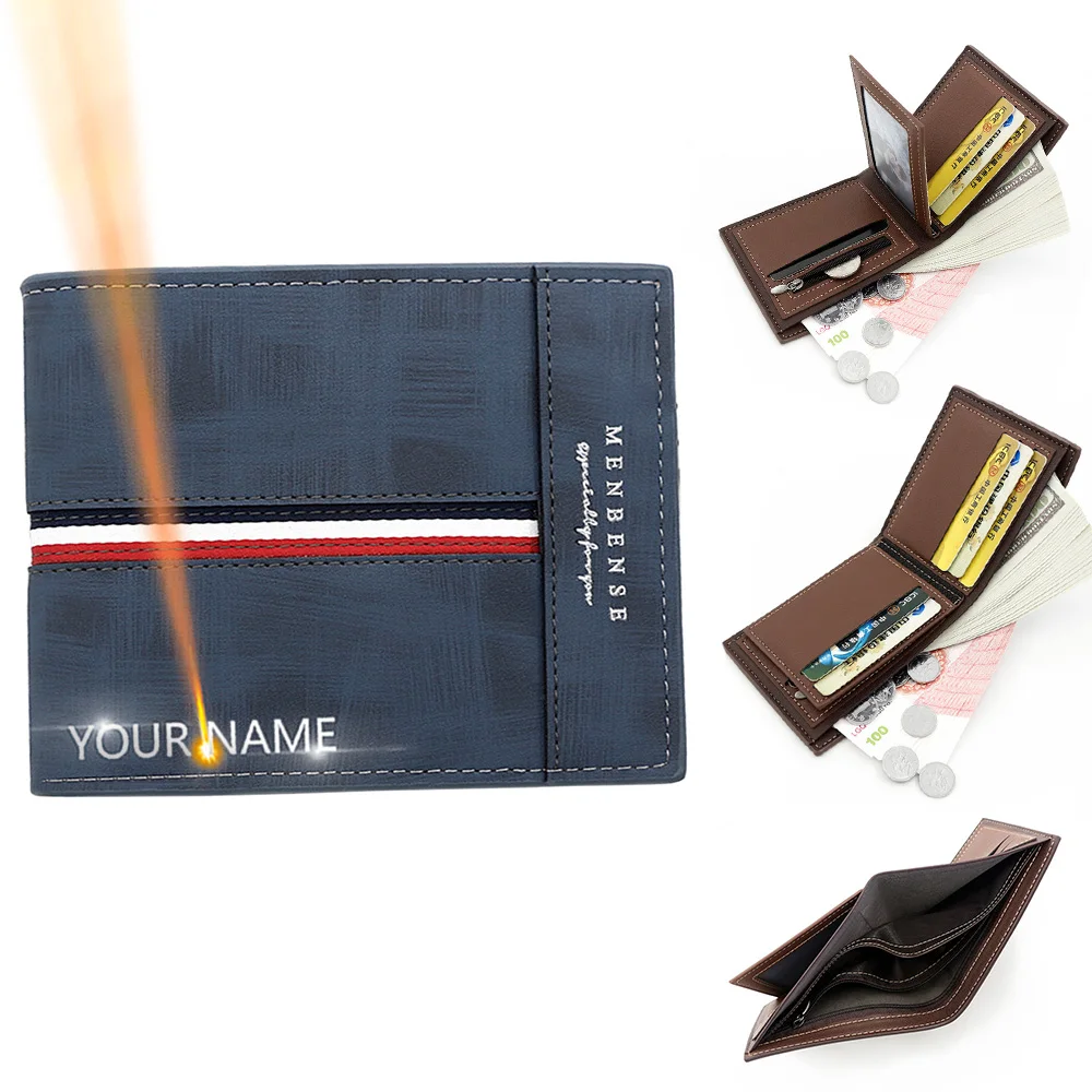 

Name Customized Men Wallet High Quality Coin Pocket New Short Male Wallet Simple Card Holder Men's Wallet Money Clips