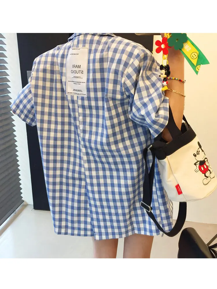 

Женский клетчатый пиджак: летний, свободный крой, с коротким рукавом, тонкий, повседневный стиль, для работы, модный, средней длины, на одной пуговице