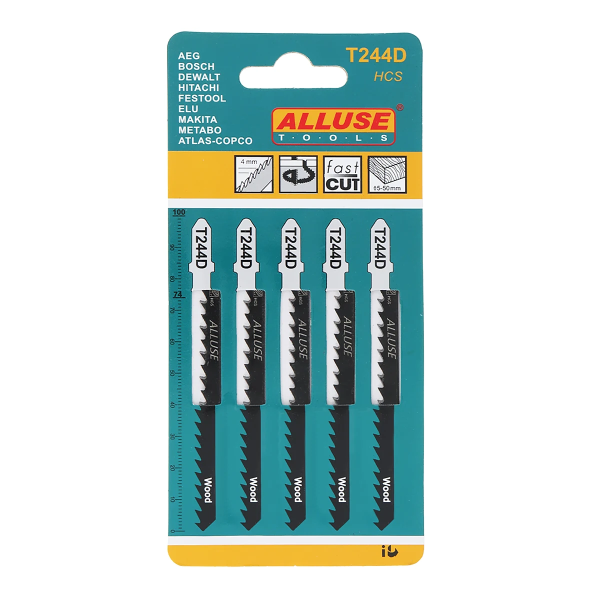 5 pz/set T244D 100mm acciaio ad alto tenore di carbonio alternativo lame per sega maschera di taglio diritta visto per la lavorazione del legno PVC di plastica