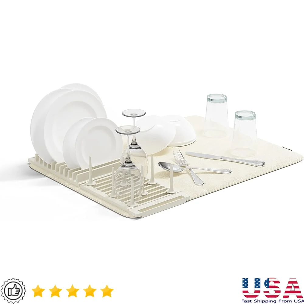 

Udry Rack Microfiber Dish Drying Mat Space Saving Lightweight Customizable Peg System Easy Storage Kitchen Countertop Use