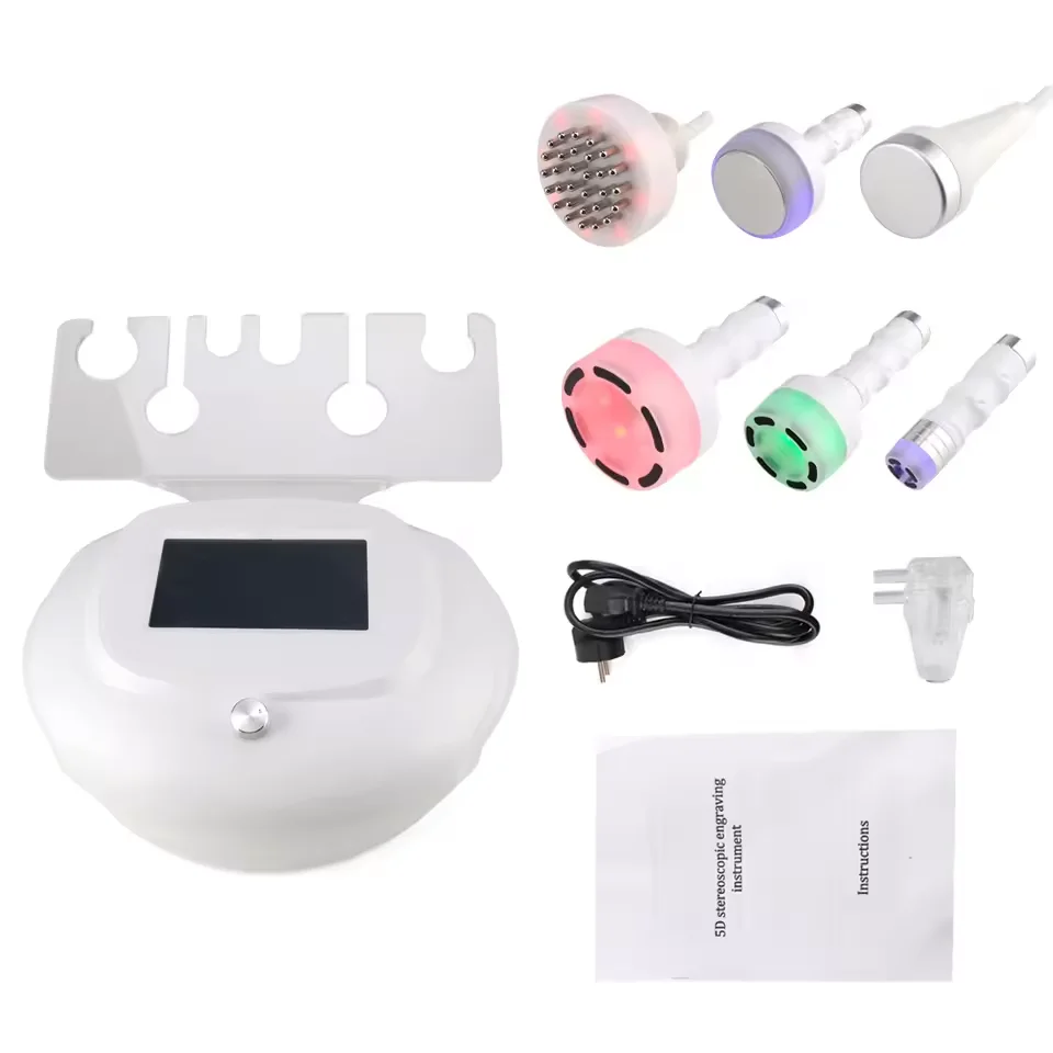 Heetste Desktop 6 In 1 80 K 5D Cavitatie Ultrasone Lichaam Trillingen Afslanken Vormgeven Warmte Shock Massage Lifting RF Vacuüm apparaat