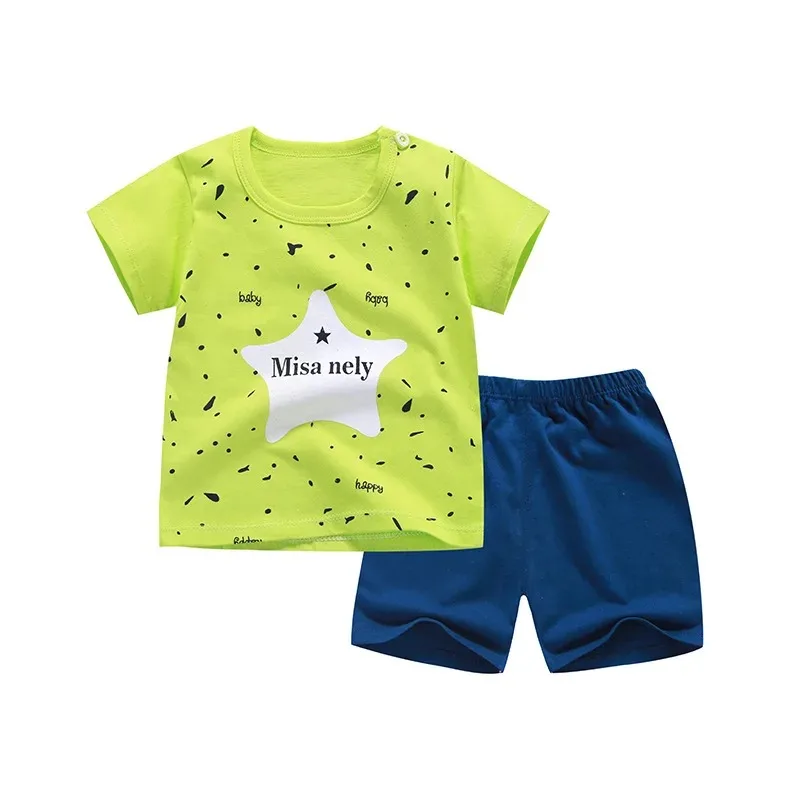 Cotton Summer Baby Children Soft Shorts Suit t-shirt Sodder Boy Girl kids dinosaur cartoon infant clothes cheap stuff for 0-6Y