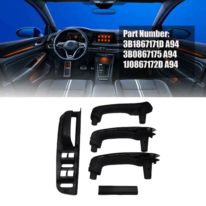 5Pcs/Set Window Lift Switch Bezel Door Pull Grab For VW MK4 Jetta Golf 1998-2006 3B1867171E 1J1867179A Inner Door Trim