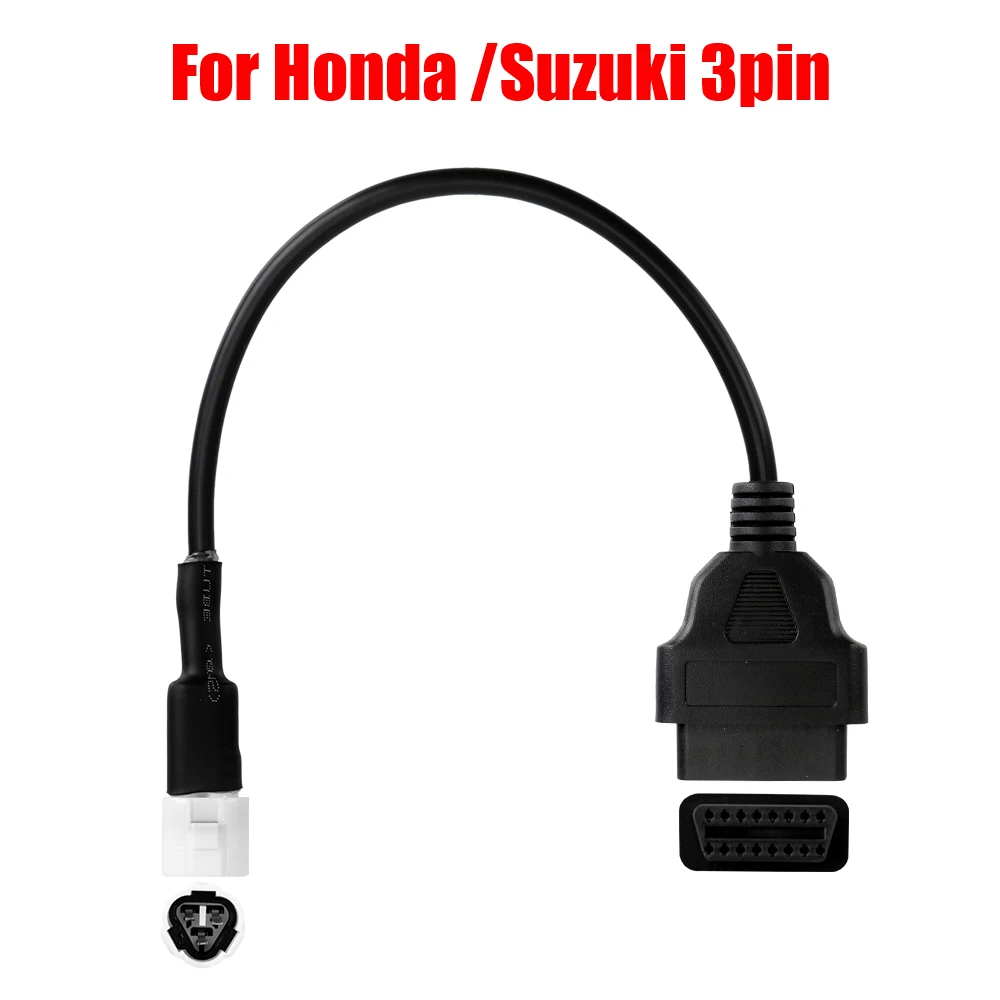 3 Pin OBD Connector Motorcycle Inspection Diagnostic Transfer Line OBD Extension Cable for Honda Suzuki Universal