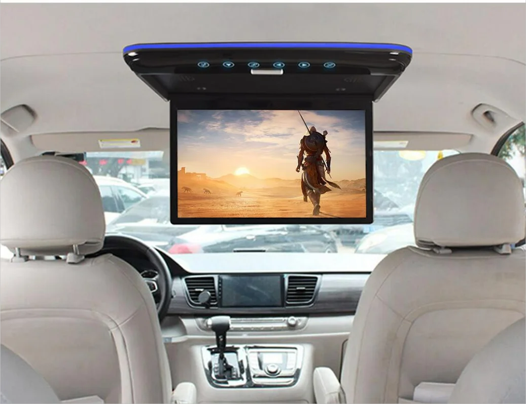 

13.3inch 4K Video Player IPS Display Flip Car Built-in Stereo Speaker USB TF FM Audio Output Universal Roof Mounted LCD