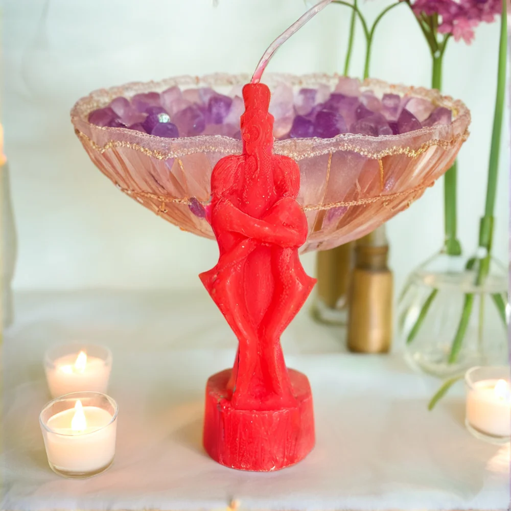 1PCS Buddha Ritual Candle Esoteric Candles Couple Lover Wish Pray Candles Red Color Male Female for Religious