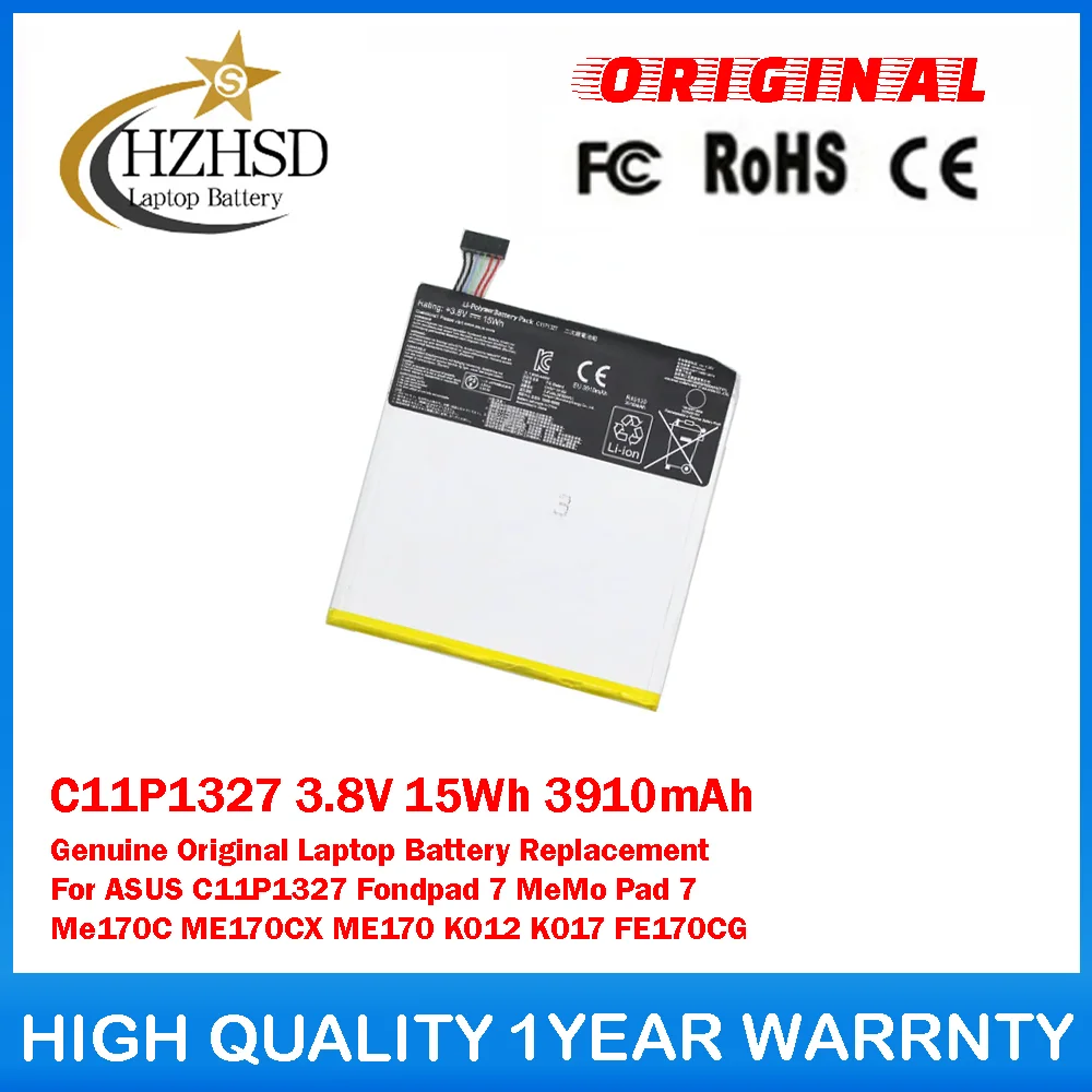C11P1327 3,8 В 15 Втч 3910 мАч Оригинальная замена аккумулятора для ноутбука ASUS C11P1327 Fondpad 7 MeMo Pad7 Me170C ME170CX K012