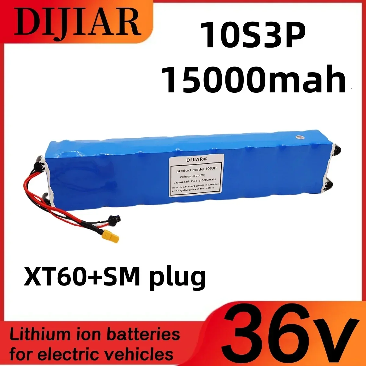 Batterie de vélo électrique 138, 36V, 15Ah, 10S3P, 500W, mismo puerto, 42V, batterie d'alimentation avec BMS