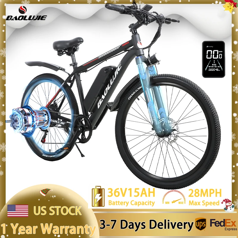 

BAOLUJIE Electric Bike for Adults 500W Electric Bicycle 36V 15AH Battery E Bike 26" Tire Mountain 28mph Ebike Up to 31 Miles