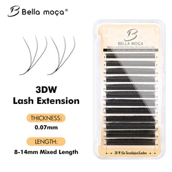 Bella moça 3DW Lashes 8-14mm C/D Curl 0.07 Black Natural Soft Lashes