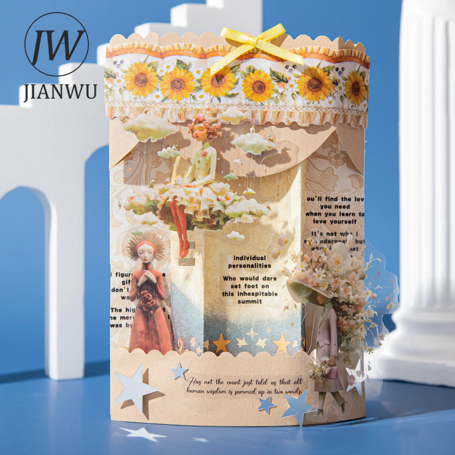 JIANWU Vintage Art Character Flower Landscape Material Collage Scrapbooking PET Sticker Creative DIY Journal Stationery view 4
