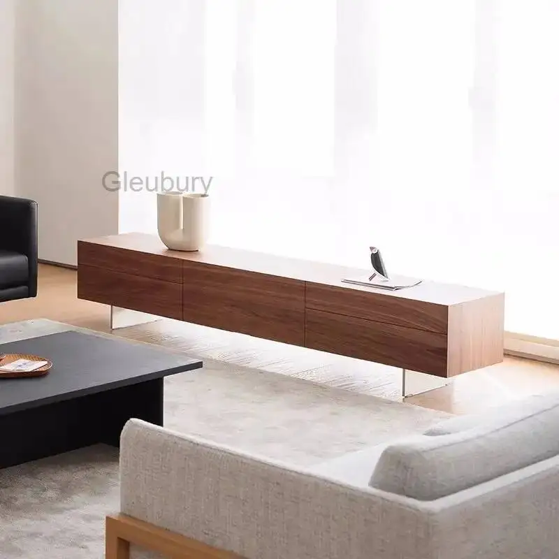 Wooden Center TV Stands Universal 220Cm Wall Black Designer Floating Tv Table Minimalist Showcase Fernsehtisch Furniture Home