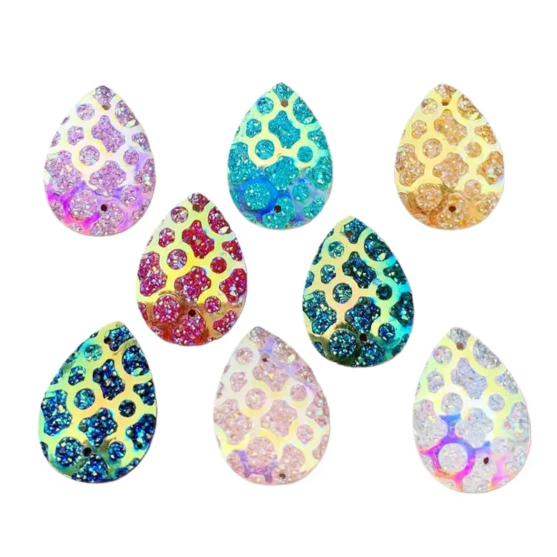 40Pcs/lot DIY 13*18mm Water drop Resin Gems Stone For Bead Work Flat Back No Sew On Rhinestones -B32