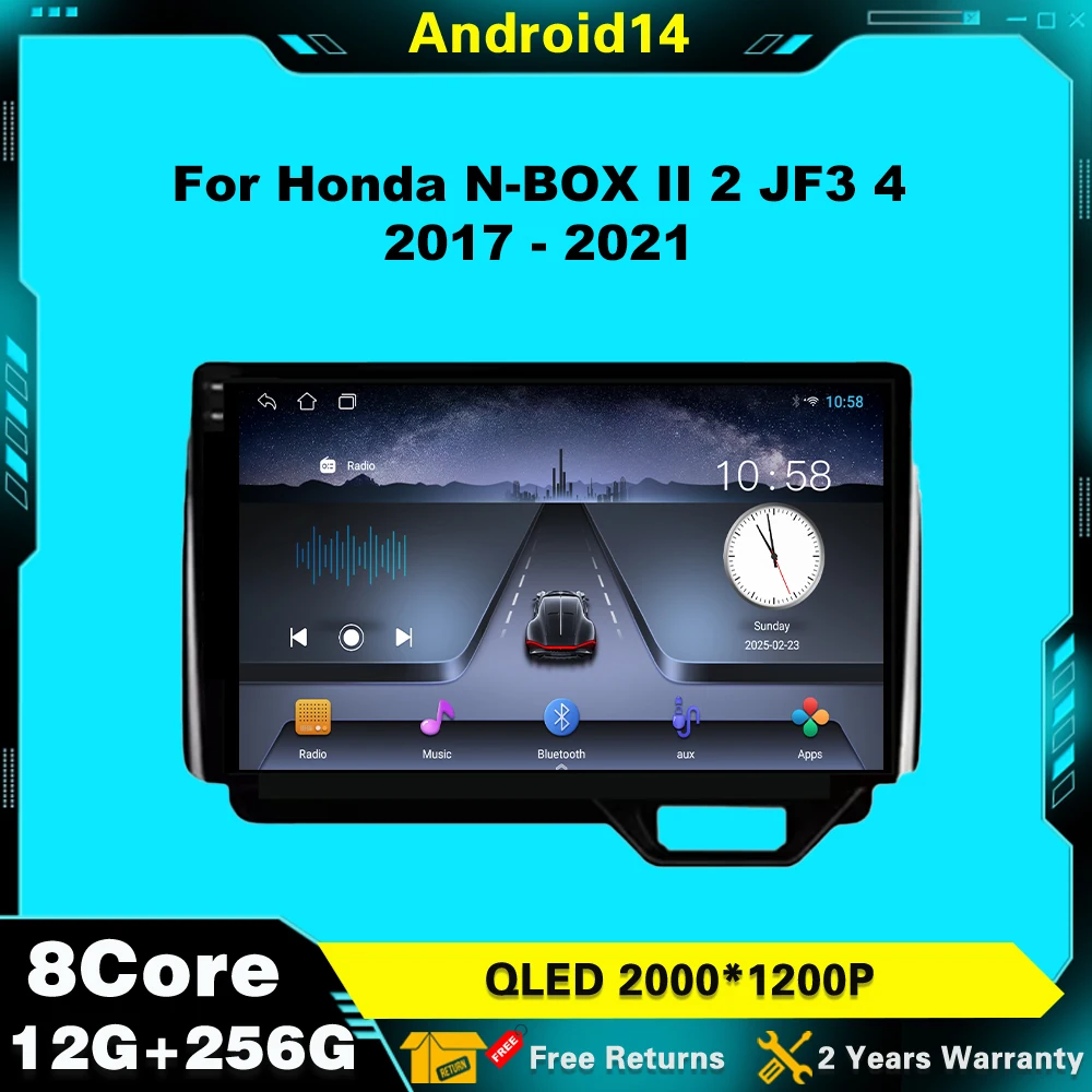 

Car GPS QLED Player Video WIFI Multimedia Stereo Radio Carplay Navigation 9" Android 14 For Honda N-BOX II 2 JF3 4 2017 - 2021