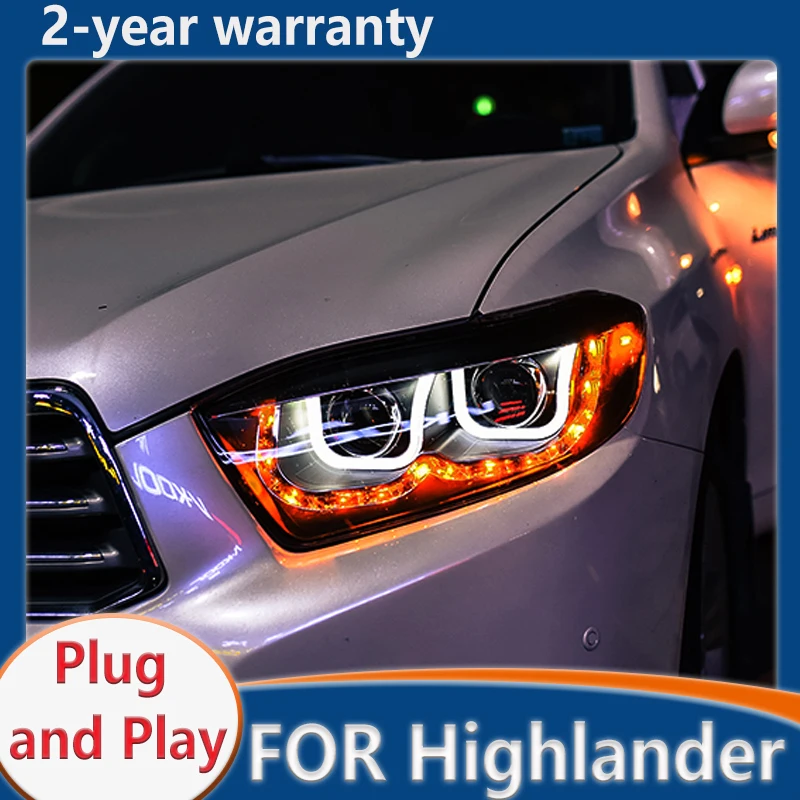 

Фара для Toyota Highlander, светодиодные фары 2007-2011, светодиодные фары Kluger DRL Hid Angel Eye, биксеноновые аксессуары