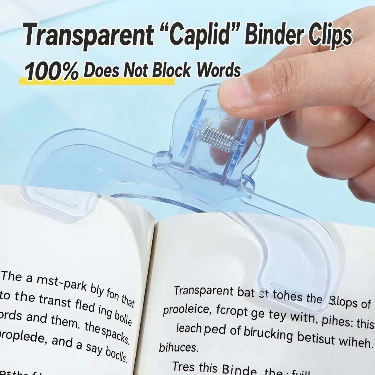 Transparent Book Cover Clip Student Anti-Flip Memo/Document Holder Reading Aid Stationery One-Click Open & Close