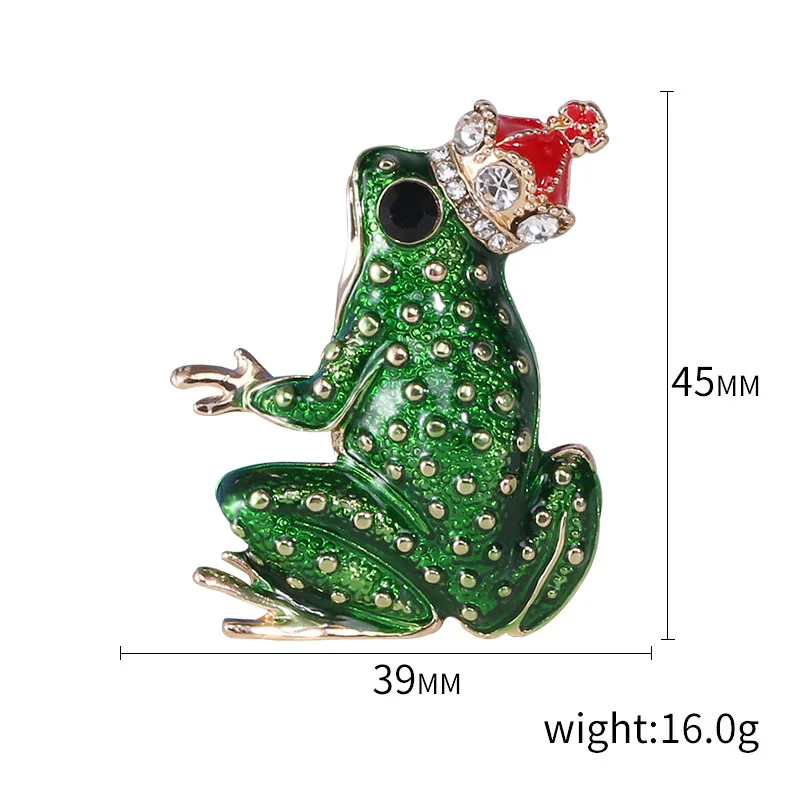 Kreative Cartoon Frosch Prinz Broschen für Frauen Männer Mode Emaille Strass Frosch Tier Brosche Stifte Büro Party Schmuck Geschenke