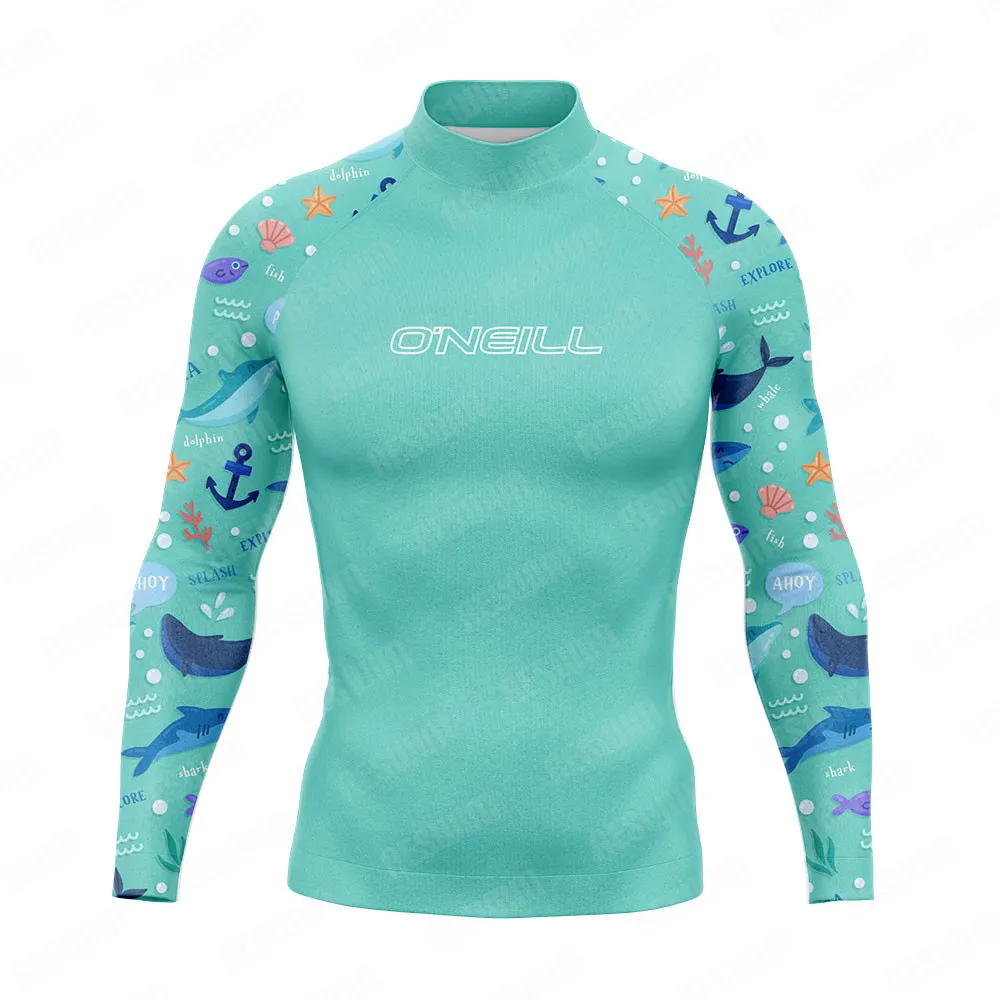 New Men's Surf Swimsuit Rash Guards Long Sleeve Surfing T-Shirt UPF 50+ Swimwear Quick Dry Beach Water Sports Swimming Clothes