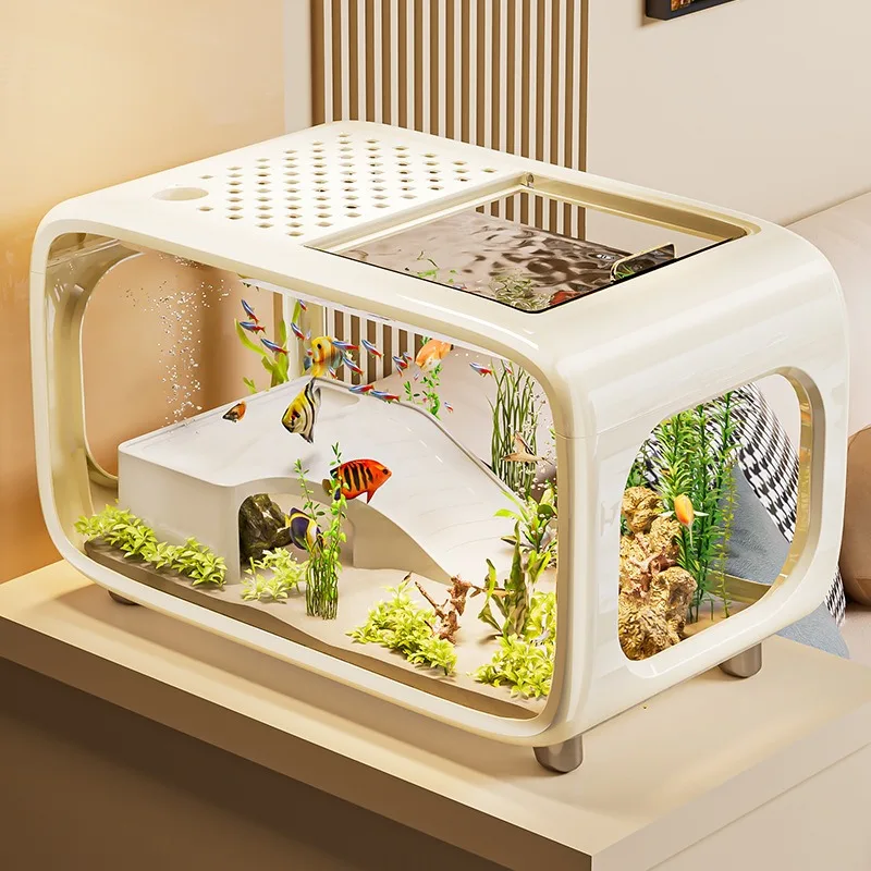 luxury-clear-plastic-fish-tank-aquarium-lid-included-desktop-modern-home-living-room-entryway-turtle-eco-tank-fish-tanks