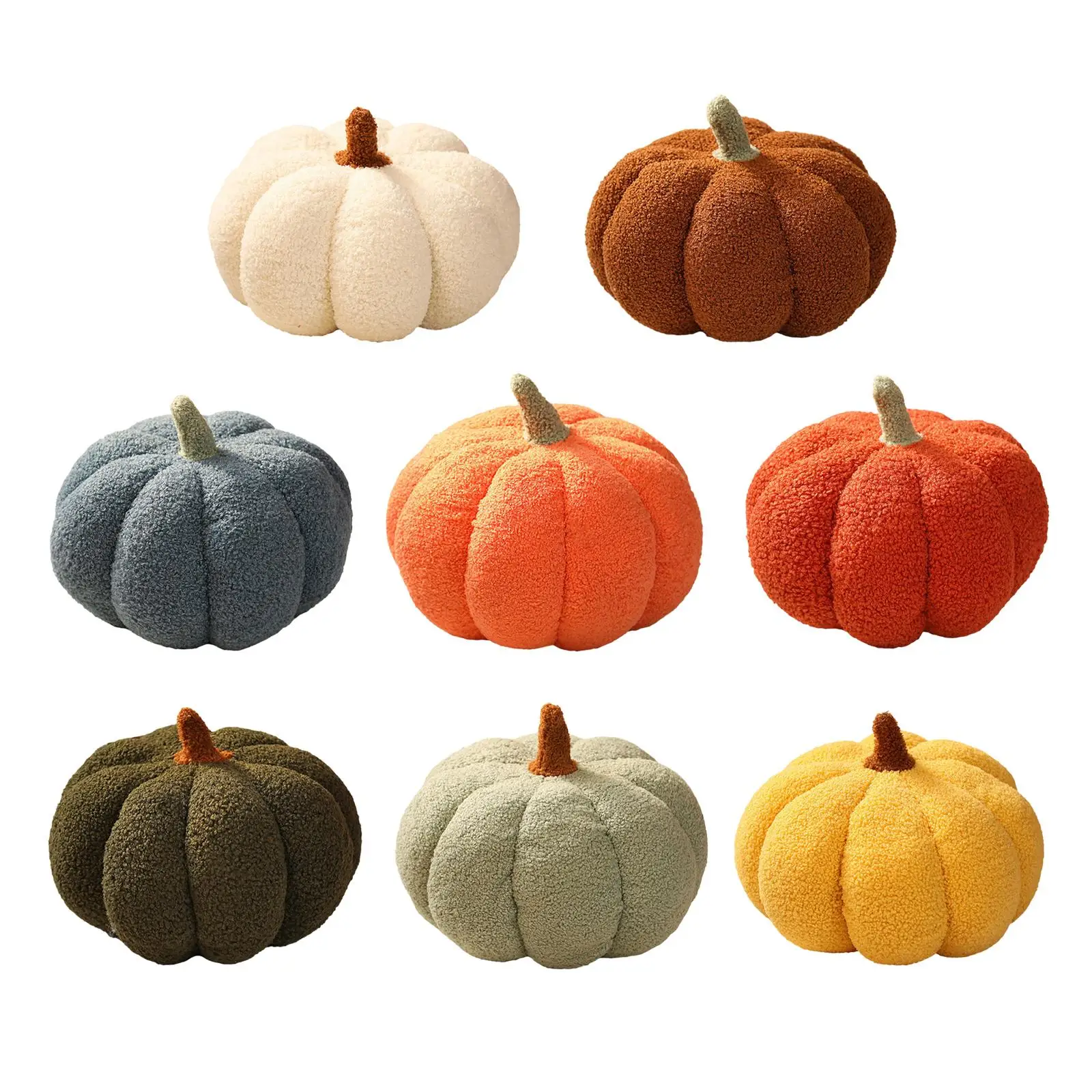 Plush Pumpkin Throw Pillow Halloween Cute 3D Stuffed Cushion Decorative Sofa Pillow for Bedroom Living Room Car Autumn Accent
