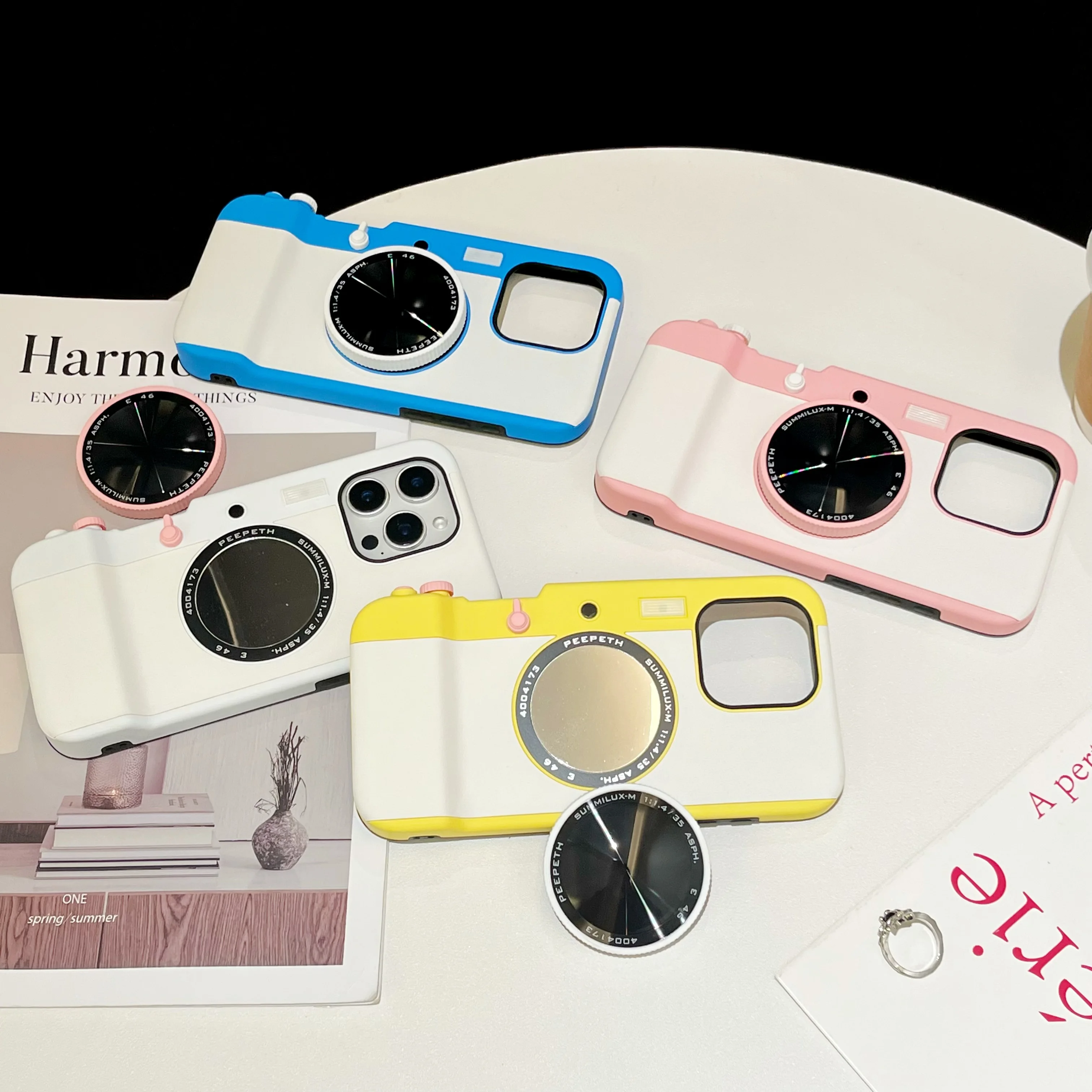 Retro Magnetic Multifunctional Bluetooth Camera Phone Case For iPhone 16 15 14 12 13 11 Pro Max Cosmetic Mirror Shockproof Cover - Image 4