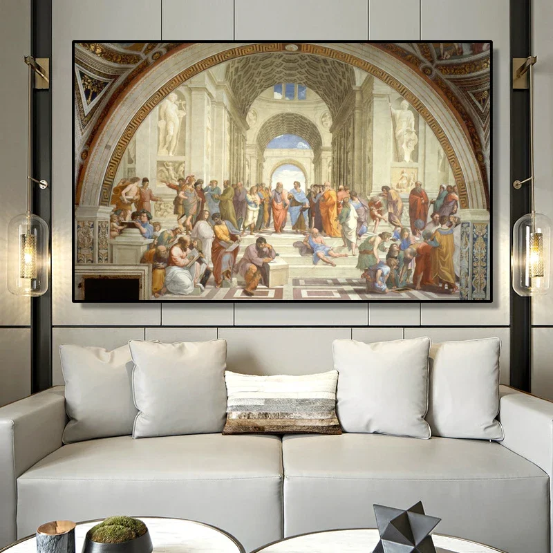 1pc frameless Canvas Painting Famous Painting Art School of Athens by Raphael, Posters and Prints on Canvas Wall Art Pictures