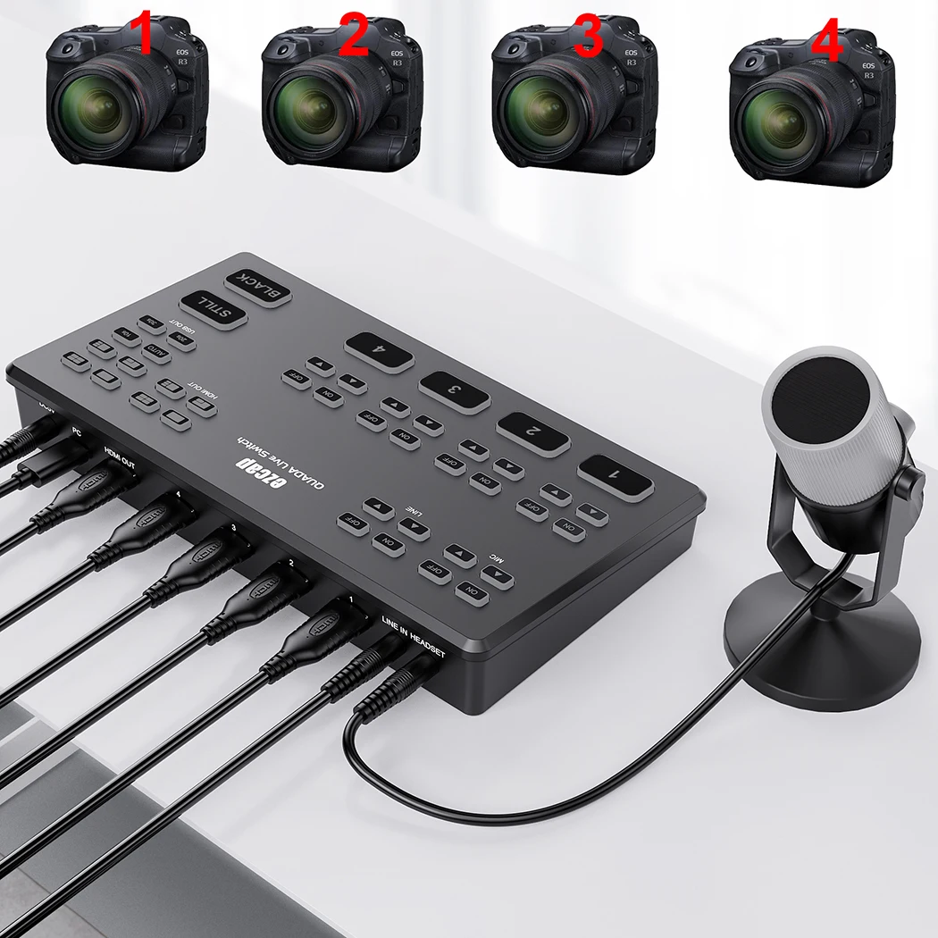 HD60 Streaming Video Switcher 4 Hdmi-ingang 1080P Capture Naadloze Switching Voor Multi Cam Video Productie En Live Streamin