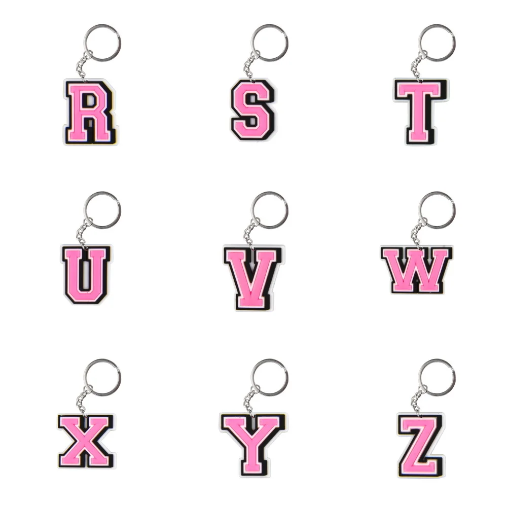 1pcs Mignon Dessin Animé Rose Porte-clés Garçons Bol A-Z Porte-clés Enfants Alphabet Clé EquiLetter Porte-clés Pour Les Cadeaux D'anniversaire