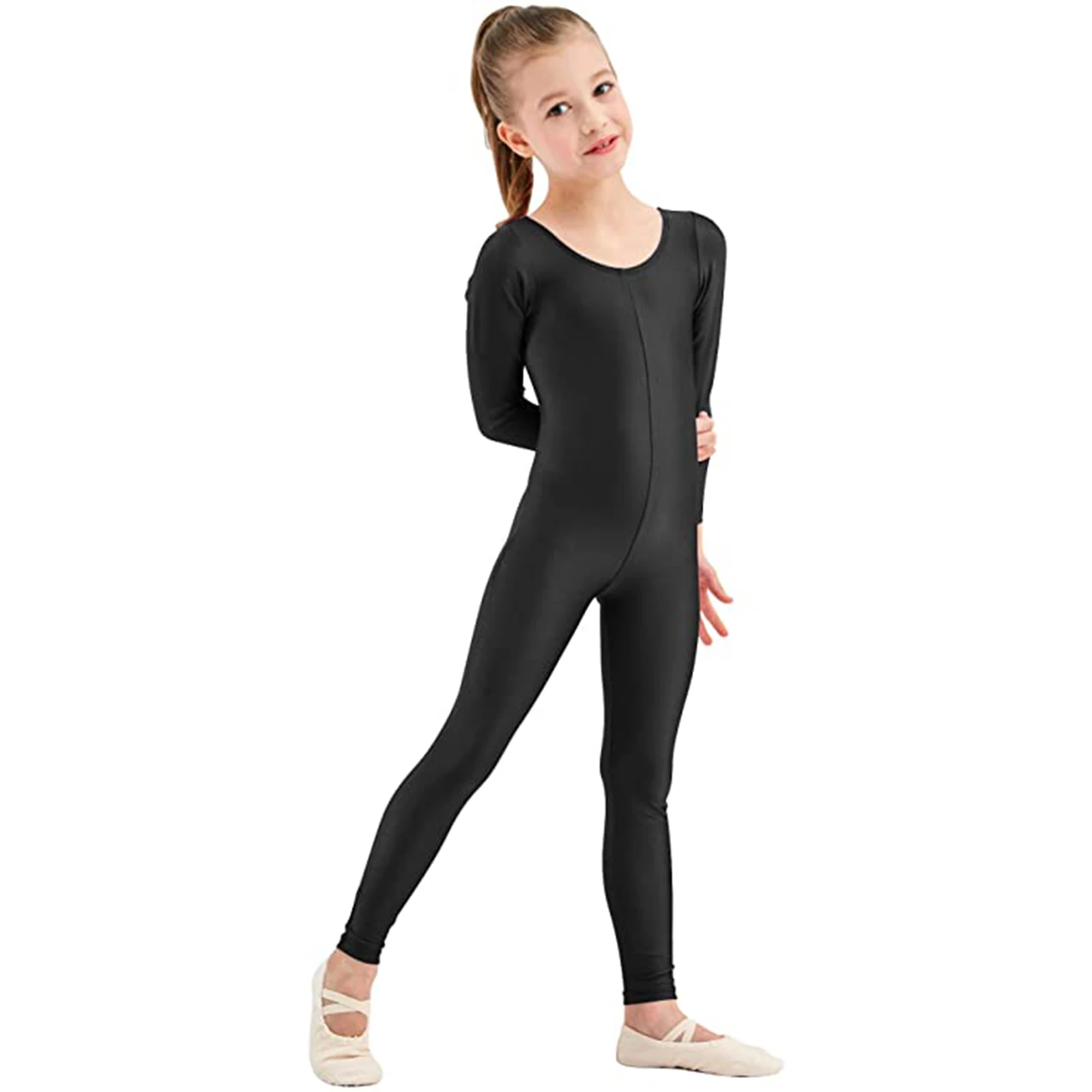 

Children's Ballet Gymnastics Leotard Dance Costume Girls Spandex Long Sleeves Jumpsuit Bodysuit Dancewear Kids Full Body Unitard