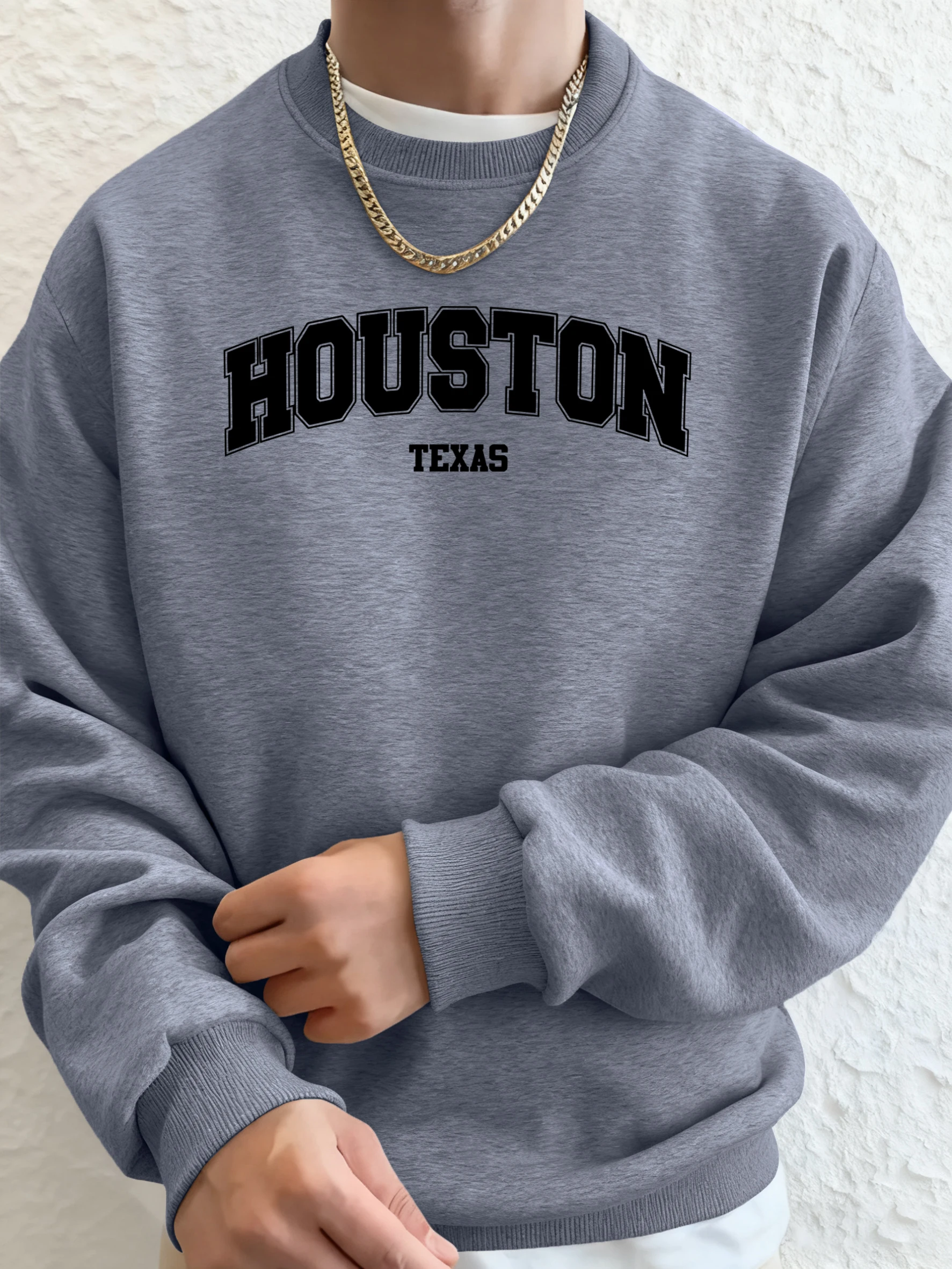Houston Texas Art Letter Print Herren Herbst Warme Sweatshirts Lässige Mode Hoodie Sport Langarm Streetwear Fleece Soft Tops