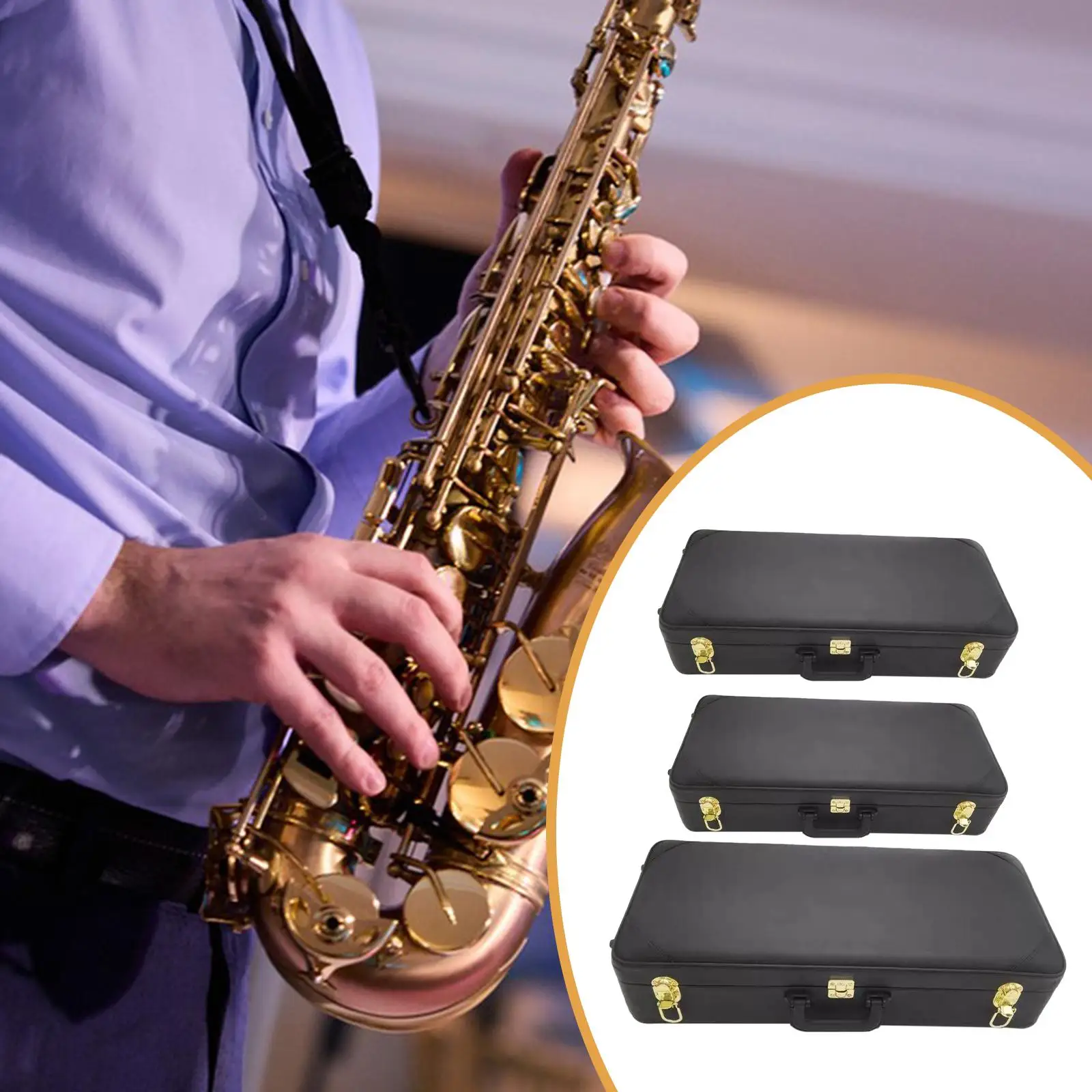

Wind Instrument Case Premium Musical Instrument Accessory Rectangular with Clasp Lock Black Lined Storage Bag Carry Case Hard