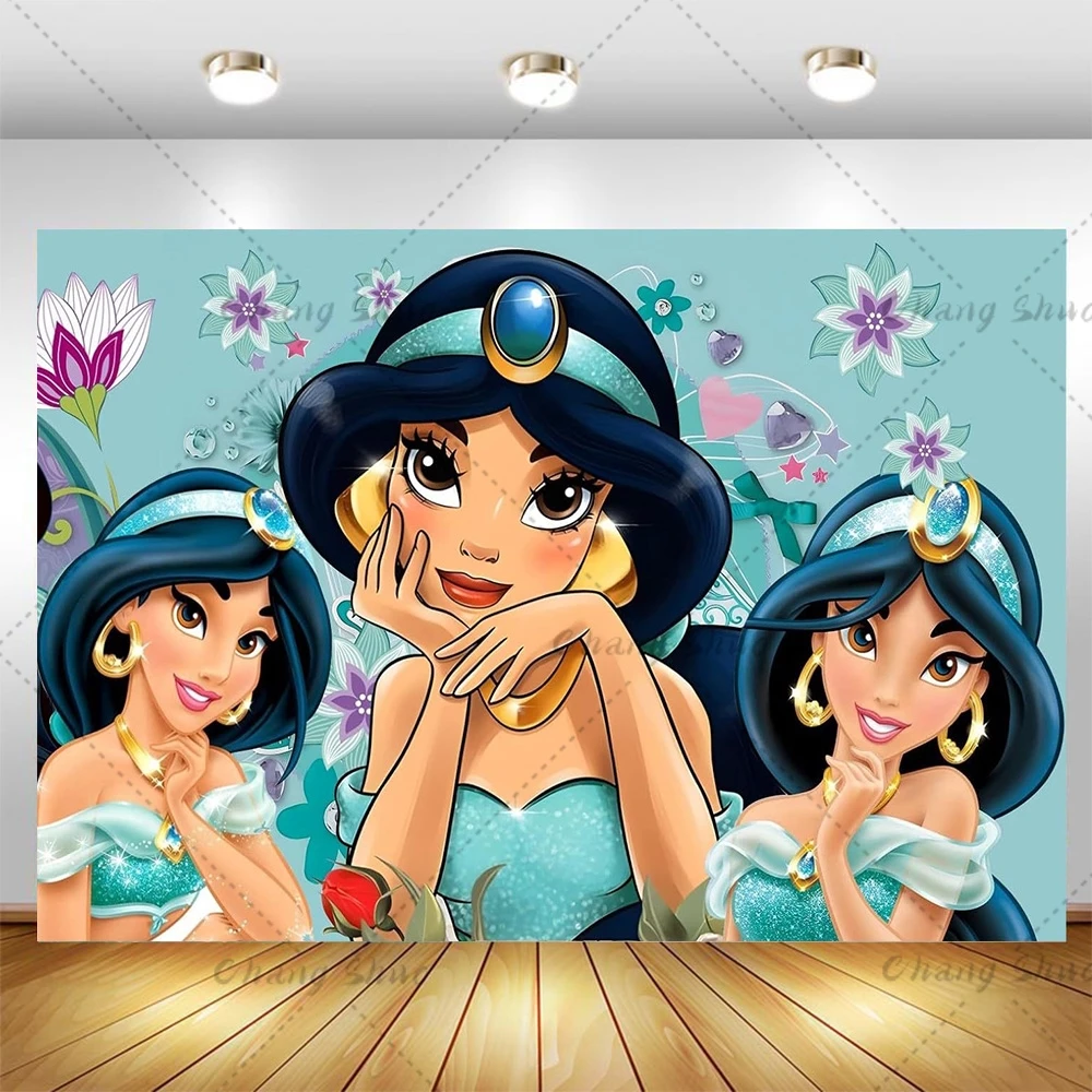 لافتة حفلات علاء الدين ياسمين برينسيس - لافتة خلفية لتزيين الحفلات وحفلات استقبال المولود الجديد للفتيات والأطفال في أعياد الميلاد #1