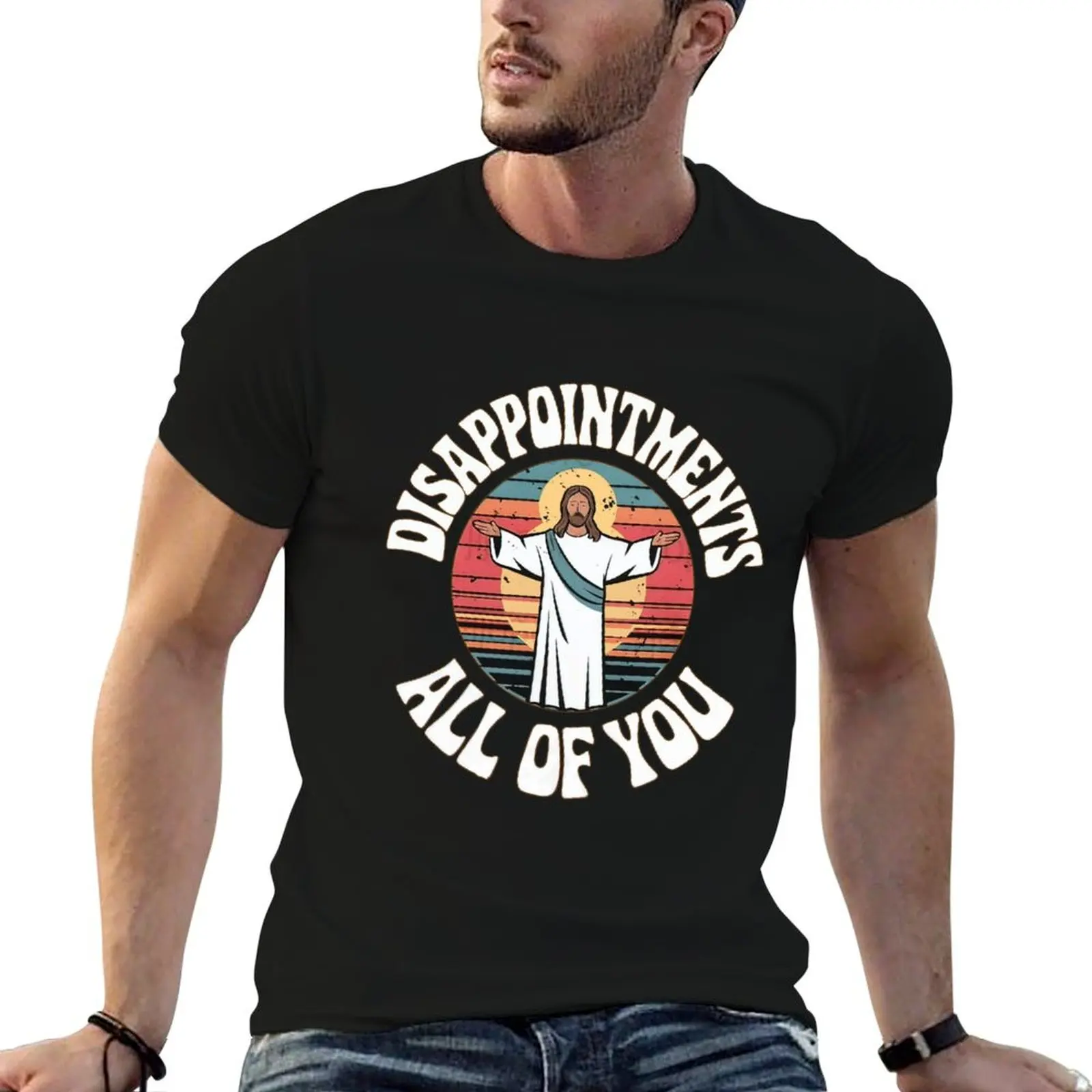 T-shirt à manches courtes décontracté et tendance avec un humoristique motif de déception de meme et le nom de Jésus