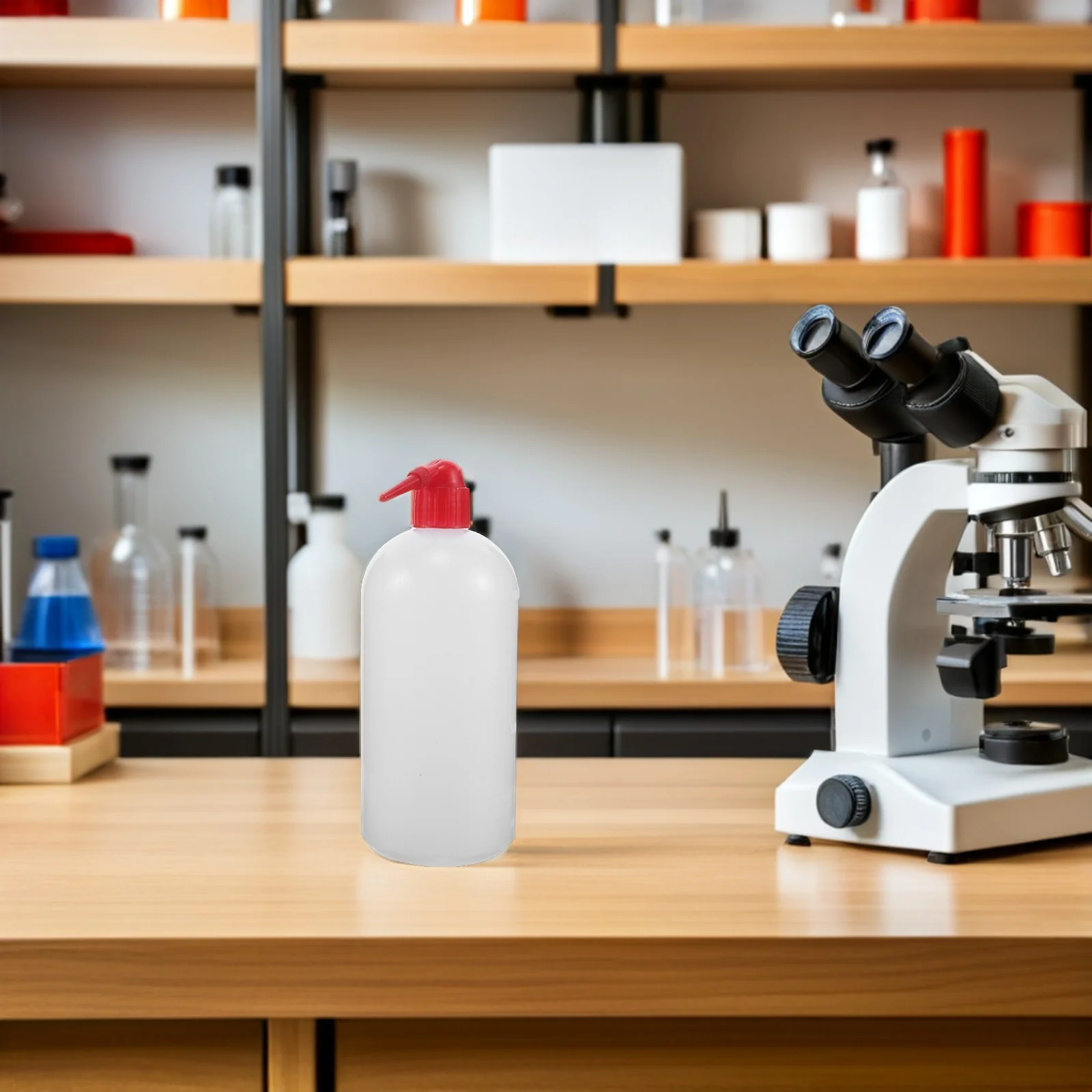 6 stks 1000 ml Laboratorium Wasfles Rode Dop Smalle Mond Precisie Uitloop Plastic Knijpfles Voor Reiniging