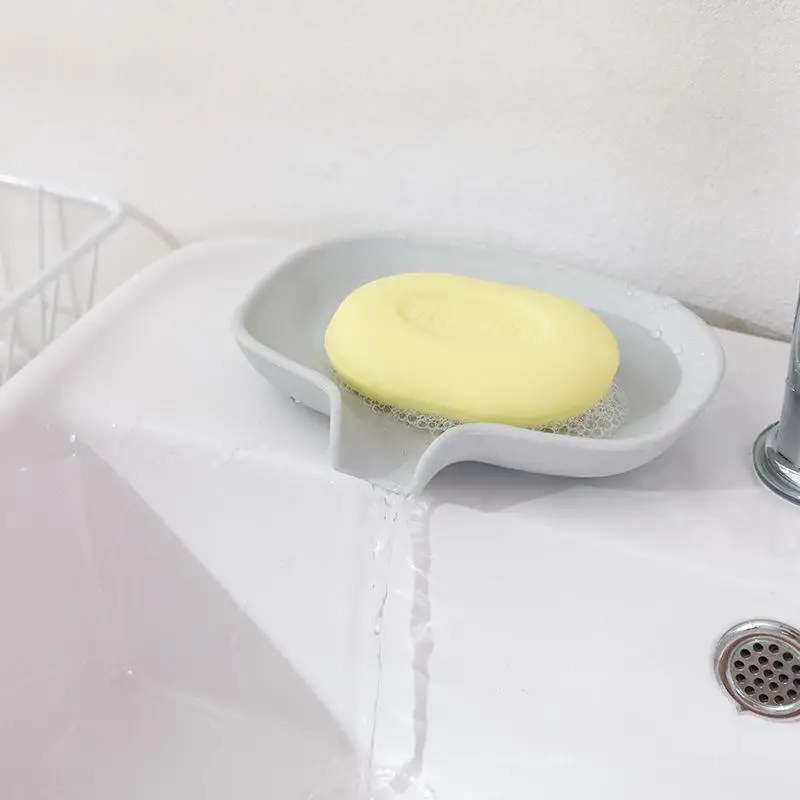 Silicone Soap Dishes Multifunctional Soap Sponge Drain Storage Plate Tray Non-Slip Kitchen Bathroom Soap Holder