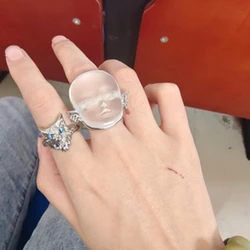 1pcs Baby Face Adjustable Ring Cute Elf Ghost Alloy Ring Party Jewelry For Women Dropshipping