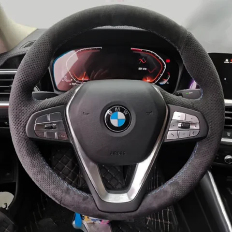 맞춤형 스웨이드 자동차 핸들 커버 100%, BMW G20 G21 G30 G31 G32 X3 X5 G05 X7 G07 G01 X4 G02 Z4 G29 에 적합, 자동차 액세서리