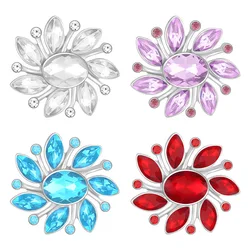 KZ3666 Beauty Rhinestone rotating Flowers Colorful 18MM snap buttons fit 18mm snap bracelet snap jewelry wholesale
