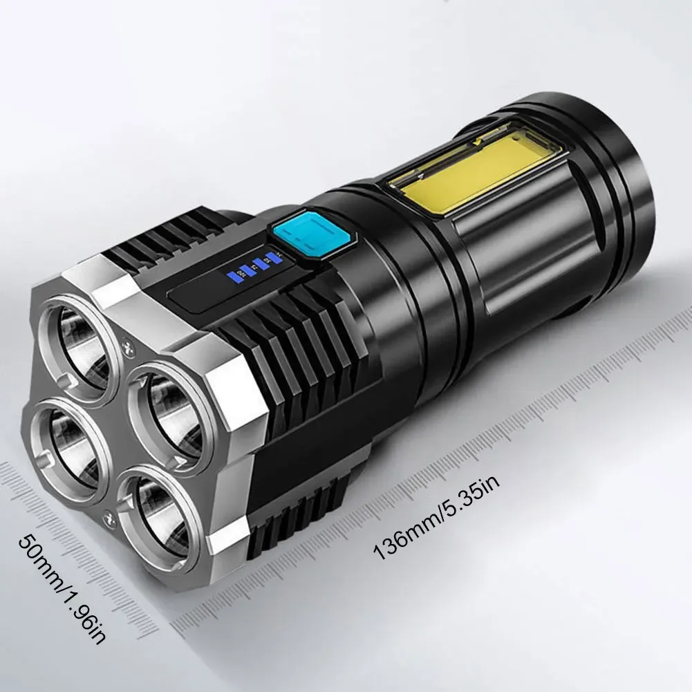 4-light L-s03 High-brightness Flashlight Rechargeable Cob Side Light Searchlight Long-range Handheld Torch Plastic Shell