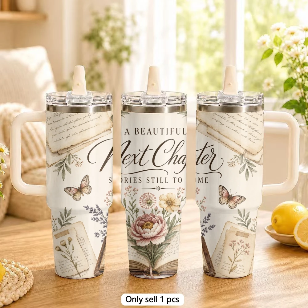 Retirement Chapter Vacuum Flasks 40oz Stainless Steel Tumbler with Handle Straw Lid Vacuum Insulated Double Wall Leak Proof
