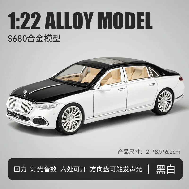 

1:22 Mercedes Benz Maybach S680 Alloy Model Car Diecast Sound & Light Toy Home Interior Decoration Collection Gift for Children