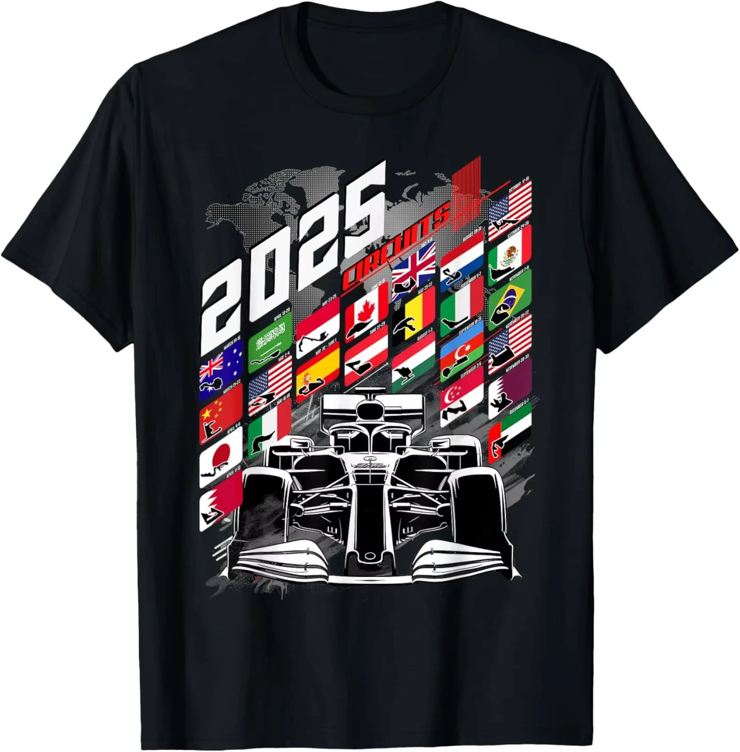 formula-de-corrida-circuito-agenda-engrenagem-2025-grand-prix-lugares-camiseta-grafica-impressao-sob-demanda-camisas-streetwear