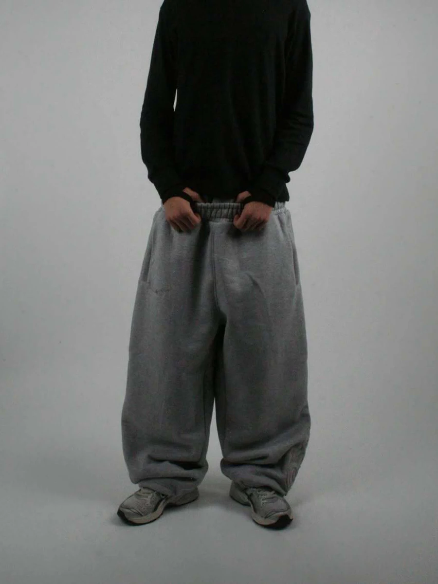 

Модные однотонные жаккардовые уличные брюки с красным сердцем для подростков, свободные широкие брюки