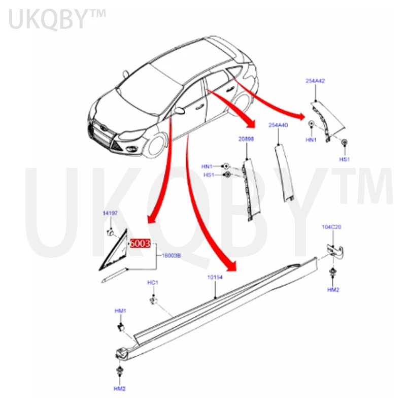 apply Fo rd Fo cu s 12/Fo cu s 15 Low end reverse mirror triangle trim panel R BM51A16004AF