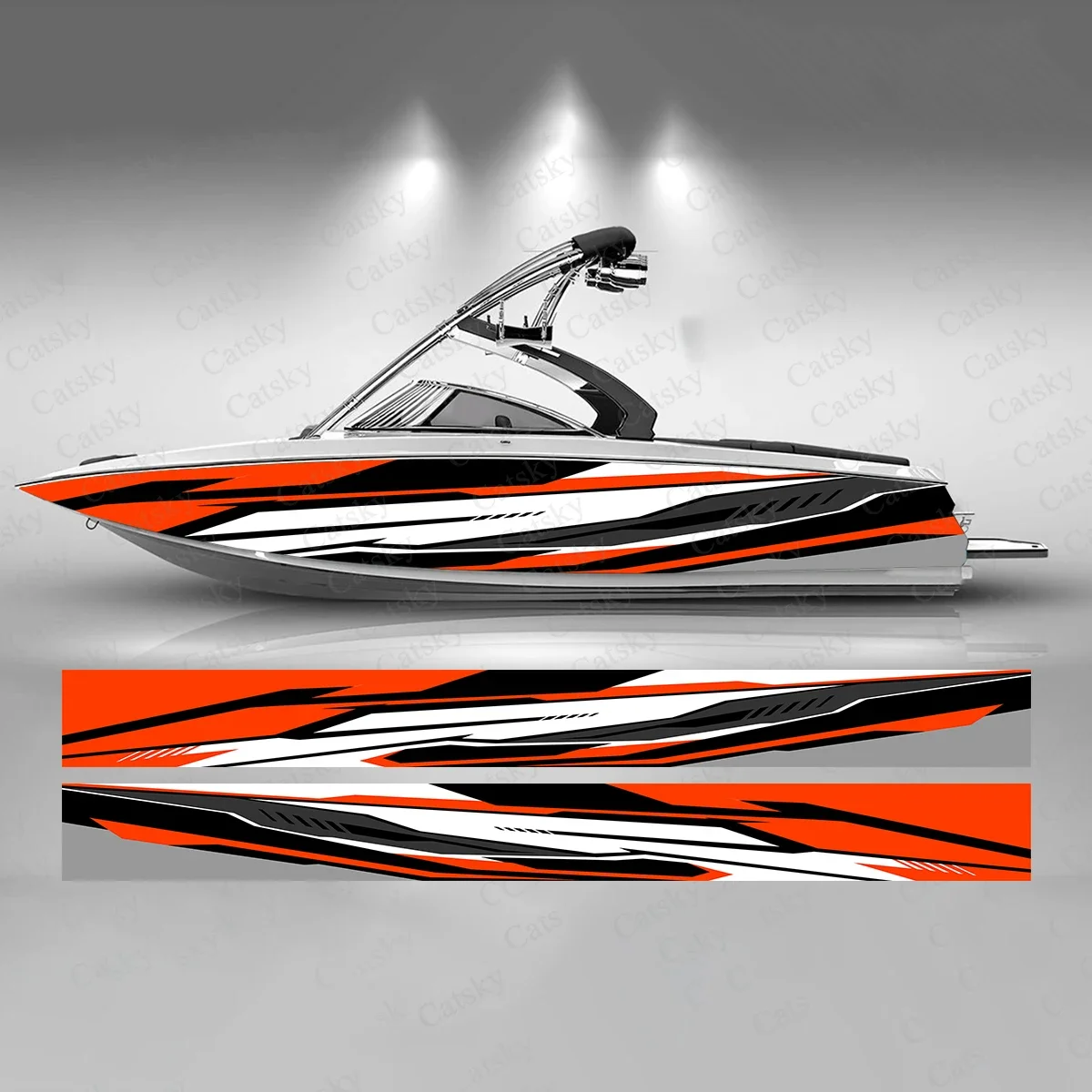 Abstract Green Lightning Boat Sticker Fashion Custom Fish Boat-Sticker Vinyl Waterproof Boat Wrap Graphic Boat Wrap Decal