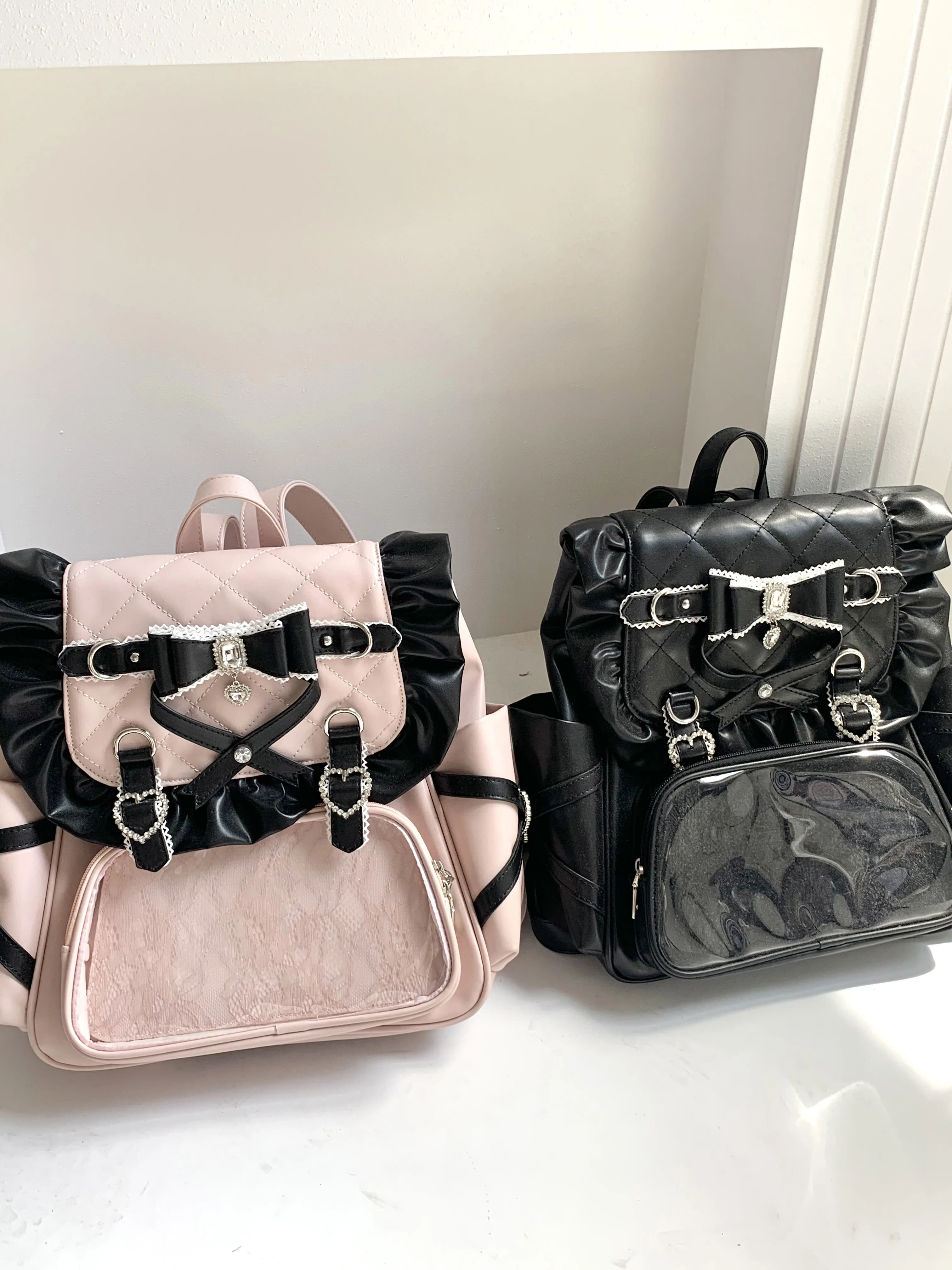 

Осень 2022, новый японский оригинальный рюкзак Mine Lolita с бантом и стразами для женщин, милый рюкзак для девочек Y2k Ltabag