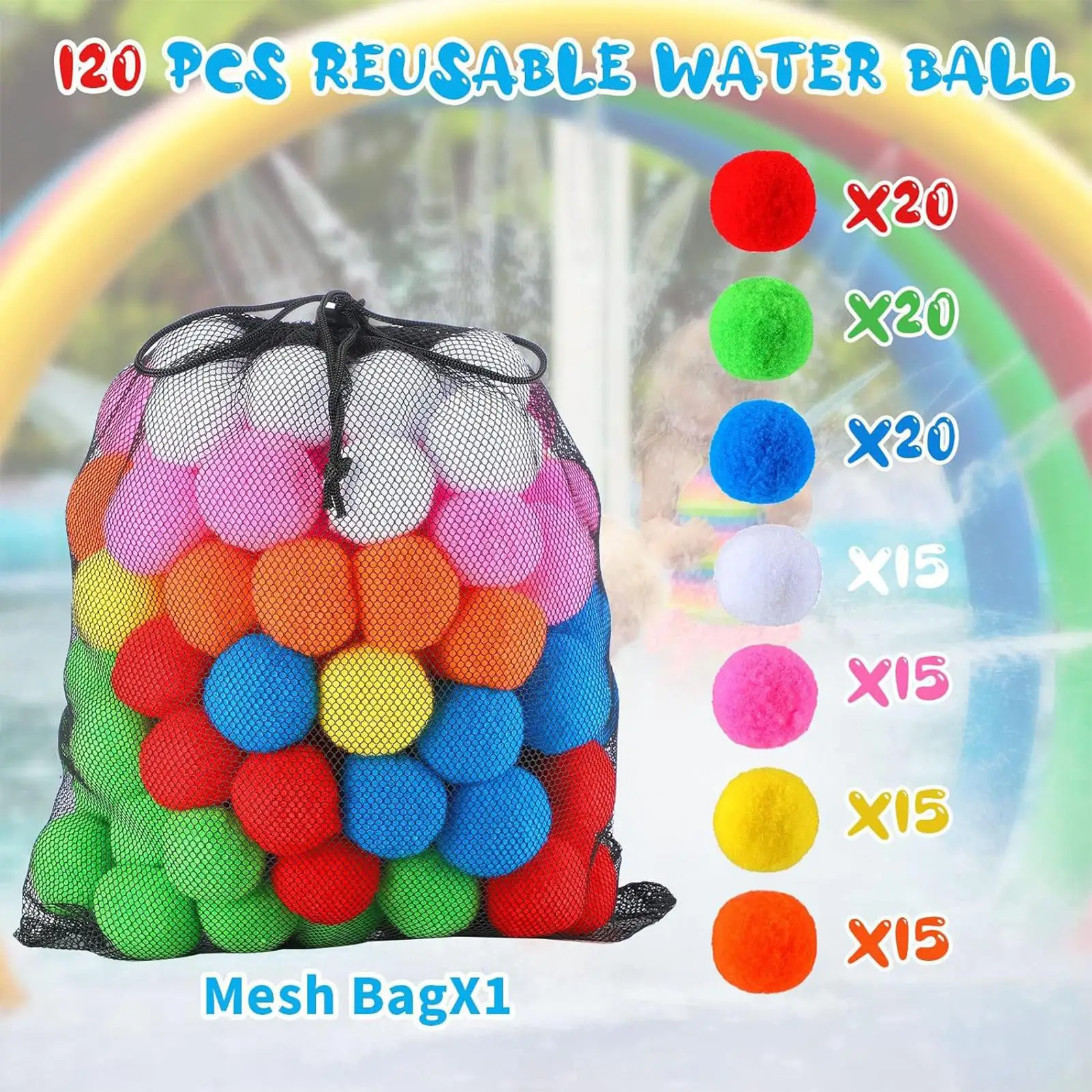 Water Balls 60 Pieces Colorful Fun Soft Soakers Soft Soaker Balls for Outdoor Outside Backyard Lawn Beach Pool Grass Garden Park