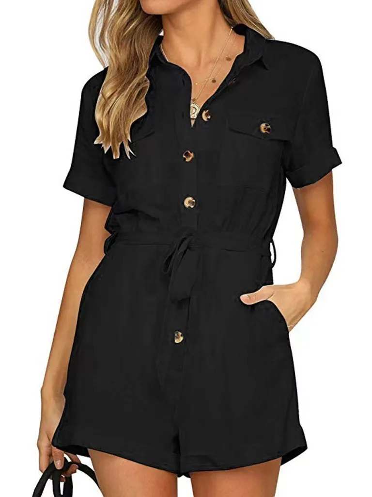 

Summer Casual Women's Jumpsuit Faionable ort Set High Waist Straight Leg Polyester Fiber Commute Sle ort Pants