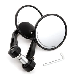 Evomosa Aluminum Round Mirror Motorcycle Accessories Rear View Side Mirror 7/8'' 22mm Handlebar Mirror Universal Cafe Racer